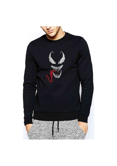 Venom Baskılı Siyah Erkek Örme Sweatshirt (528619112)