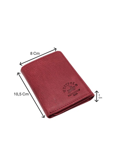 Westpolo Hakiki Eskitme Deri Kağıt Para Bozuk Para Ve Kart Bölmeli Unisex Cüzdan - Bordo Bordo