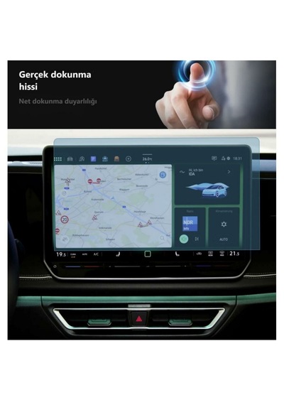 Volkswagen Tiguan Uyumlu 10.25 İnç Dijital Gösterge Ve 12.9 İnç Multimedya Ekran Koruyucu 9H Nano Ekran Koruyucu