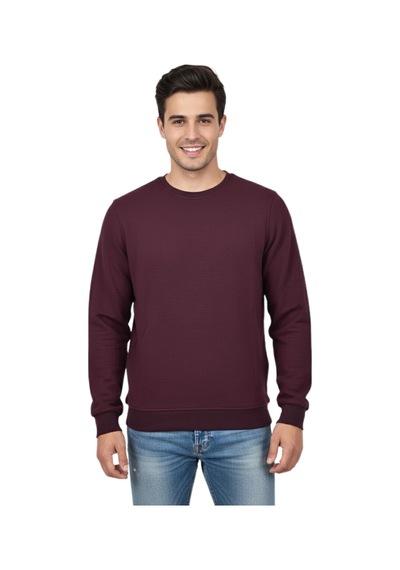 Raymons Erkek Sıfır Yaka Petek Doku Regular Fit Sweatshirt Bgl-st04950 Bordo