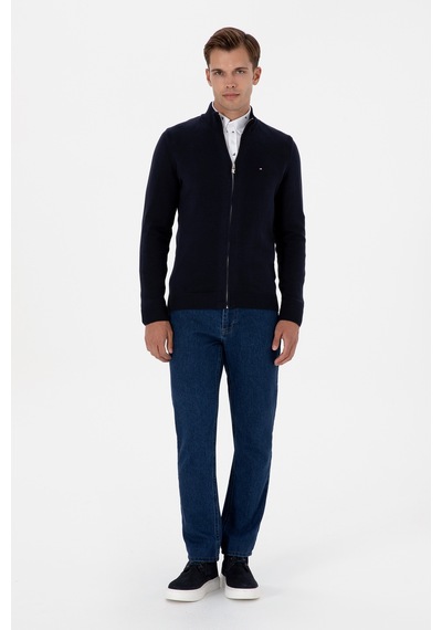 U.S. Polo Assn. Erkek Slim Fit Lacivert Basic Triko Hırka 50313688-VR033