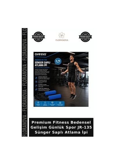 Premium Fitness Bedensel Gelişim Günlük Spor Jr-135 Sünger Saplı Atlama İpi