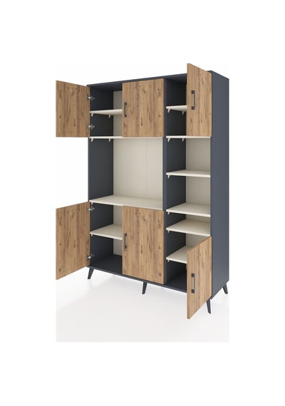 Hyperion Dolap 10 Raflı 6 Kapaklı 132x44x195 Antrasit-çam/aytaşı Antrasit