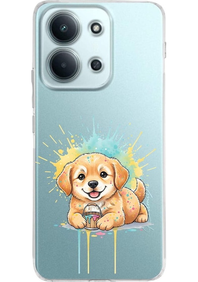Xiaomi Redmi 15c 4g İle Uyumlu Splash Köpek Tasarımlı Şeffaf Silikon Kılıf Şeffaf