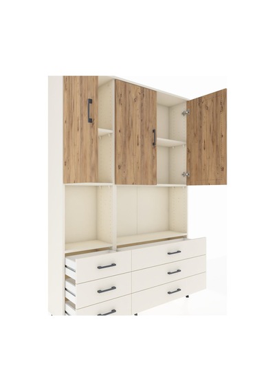 Arges Dolap 6 Raflı 6 Çekmeceli 3 Kapaklı 132x30x195 Aytaşı-ç... Aytaşı