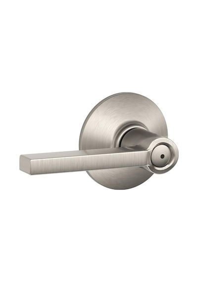 Privacy, Satin Nickel Round - Schlage F40 Lat 619 Latitude Privacy Lever, Satin Nickel
