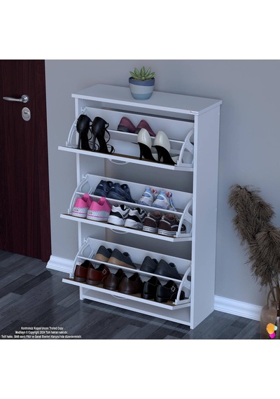 Modilayn West Antre 72x116x26 Cm Lik 3 Düşer Kapak 6 Göz Bölmeli Ayakkabılık Meşe - Beyaz Modilayn West Antre 72x116x26 Cm Lik 3 Düşer Kapak 6 Göz Bölmeli Ayakkabılık Meşe - Beyaz
