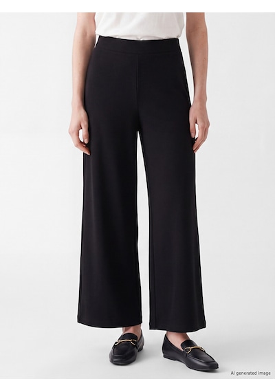 Lcw Comfort Siyah Yüksek Bel Geniş Paça Krep Kadın Pantolon