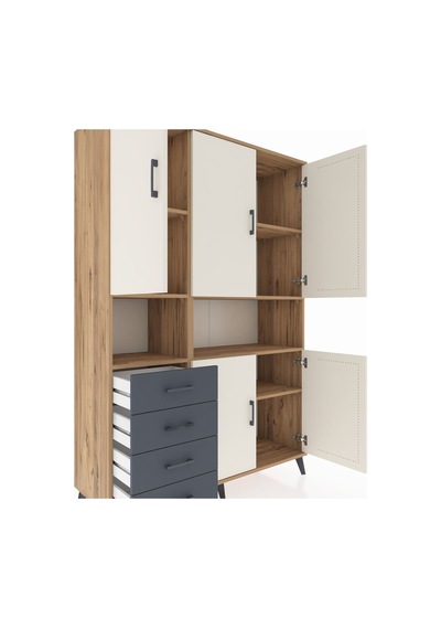 Hyperion Dolap 7 Raflı 4 Çekmeceli 5 Kapaklı 132x44x195 Çam-aytaşı/antrasit Aytası/antrasıt Hyperion Dolap 7 Raflı 4 Çekmeceli 5 Kapaklı 132x44x195 Çam-aytaşı/antrasit Aytası/antrasıt