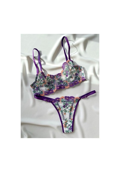La Linaa Violet Çiçek Desenli Dantel & Tül Sütyen Külot Takımı Transparan Seksi İç Giyim Mor - 591611016 Mor La Linaa Violet Çiçek Desenli Dantel & Tül Sütyen Külot Takımı Transparan Seksi İç Giyim Mor - 591611016 Mor