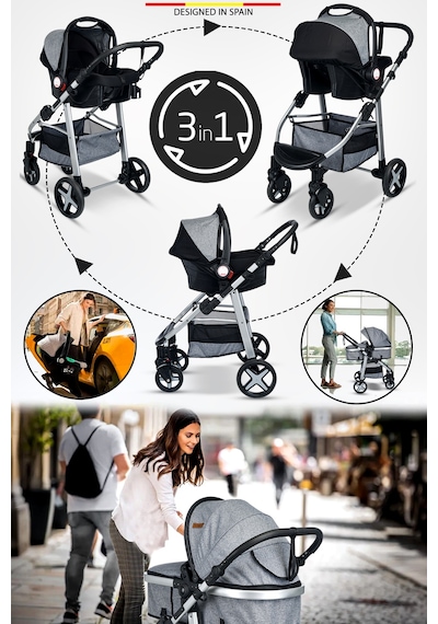 Baby Home 950 Ayrılıp Birleşebilen Travel Sistem İkiz Bebek Arabası