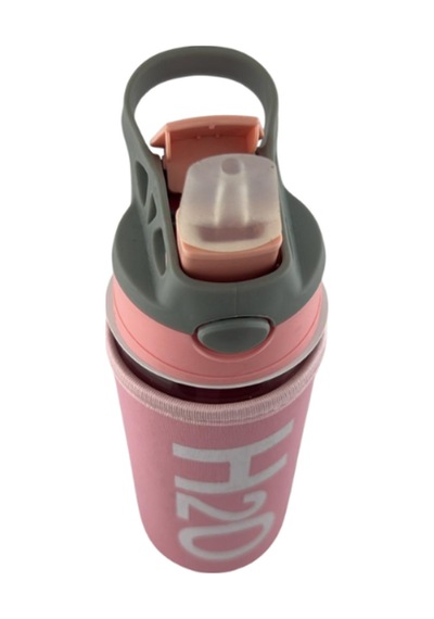 H2o Kılıflı Pipetli Cam Matara 500 Ml Pembe