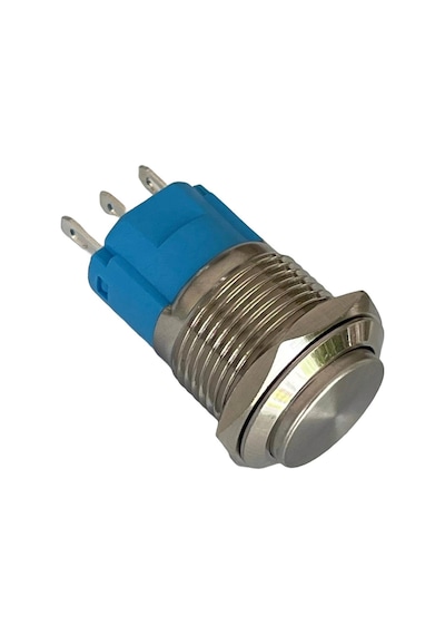 D21 16mm Metal Mavi Halka Ledli Kalıcı Buton 24v