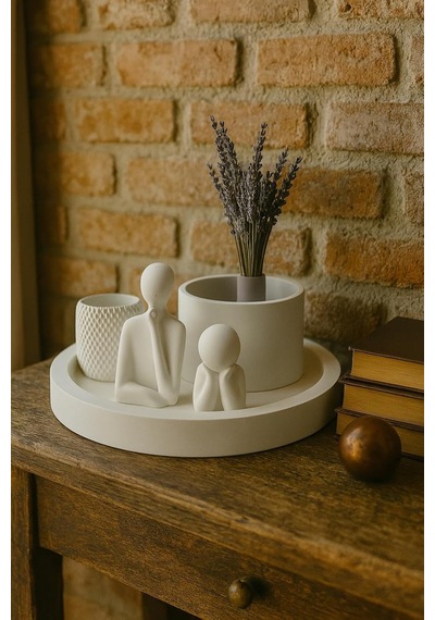 Modern Beyaz Dekoratif Set 5 Parçalı Minimalist Tasarım Genel