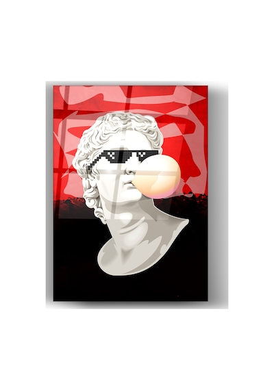 Michelangelo David Cam Tablo Gözlüklü Pop Art Duvar Dekoru Ev, Ofis Ve Genç Odası İçin Dekoratif Modern Tablo