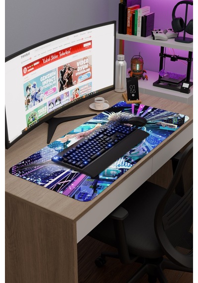Jujutsu Kaisen Anime V3 - 90x40 Xxl Gaming Kauçuk Kaymaz Taban Mouse Pad Fare Altlığı