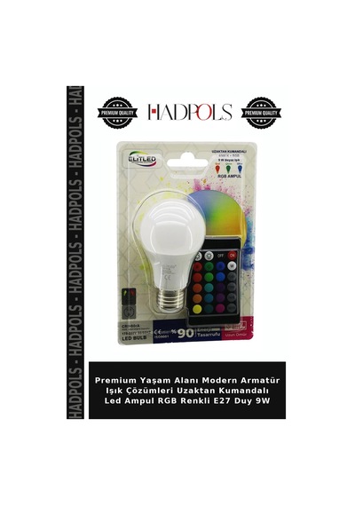 Premium Yaşam Alanı Modern Armatür Işık Çözümleri Uzaktan Kumandalı Led Ampul Rgb Renkli E27 Duy 9w