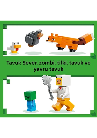 LEGO® Minecraft® Tavuk Çiftliği 21585 - 7 Yaş ve Üzeri Çocuklar için Minifigür İçeren Yaratıcı Oyuncak Yapım Seti (233 Parça)