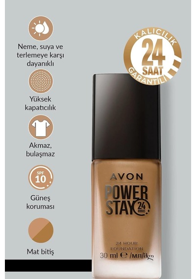 Power Stay 24 Saat Mat Fondöten, 30 Ml, Light Caramel Çok Renkli