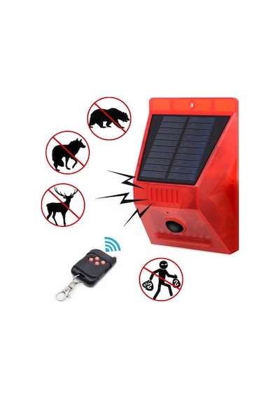 1290 Güneş Enerjili Sensörlü Alarm Yabani Hayvan Kovucu 120db