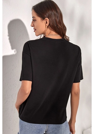 Unisex Sylvester Baskılı Tasarım T-shirt SIYAH