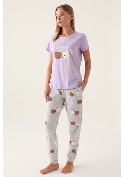 Arnetta Kadın Kısa Kol Lila Pijama Takımı 2884 001