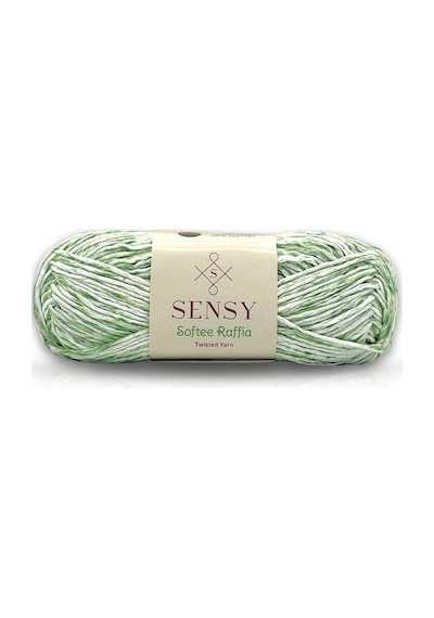 Premium Softee Raffia Yumuşak Rafya Kağıt İp Ebruli Çok Renkli El Örgü İpi Hobi İpi Yeşil Batik