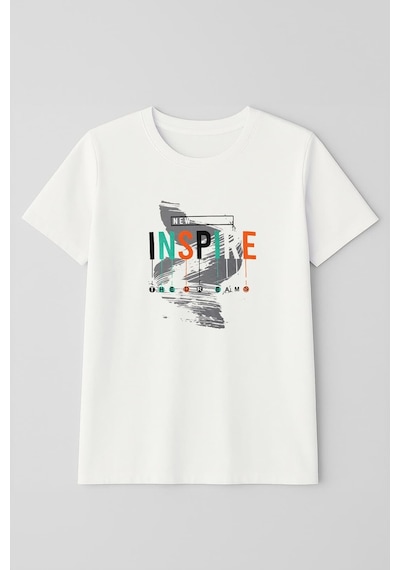 Markapia Man Erkek %100 Pamuk Bisiklet Yaka Yazı Baskılı T-shirt Beyaz L