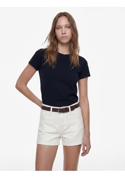 Koton Cep Detaylı Normal Bel Pamuklu Slim Fit Mini Şort Beyaz 6sal40132mw