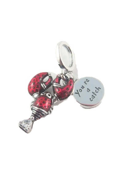 Kırmızı Istakoz Sallantılı Charm Gümüş
