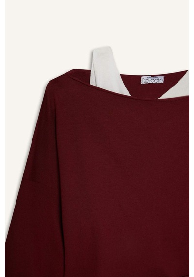 Defacto Regular Fit Kayık Yaka Modal Sweatshirt G3333ax25wnbr229 Bordo