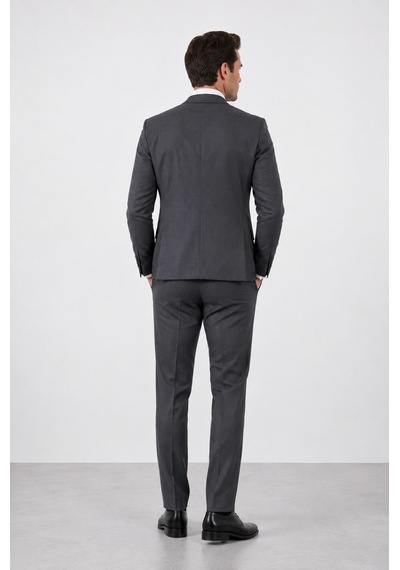 Bihan Store Erkek 6 Drop Slim Fit Yelekli Takım Elbise Çift Yırtmaç Altın Kuş Gözü - Füme Fümel Bihan Store Erkek 6 Drop Slim Fit Yelekli Takım Elbise Çift Yırtmaç Altın Kuş Gözü - Füme Fümel