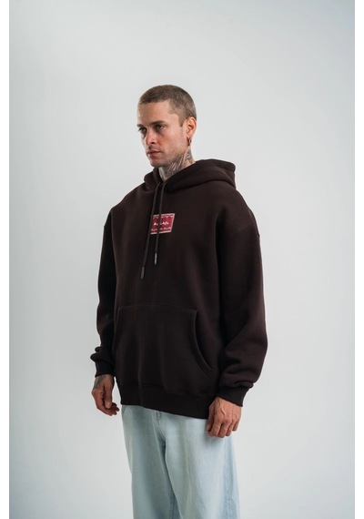 Mbb E-ticaret Erkek Nakışlı Kapüşonlu Oversize 3 İplik Pamuklu Sweatshirt Hoodie - Siyah