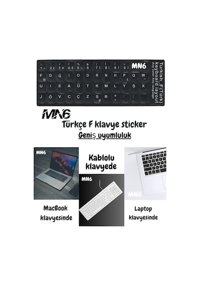 Mn6 Mf01 F Klavye Sticker/12 Adet-laptop Pc Uymlu-silinmez/türkçe F Klavye Sticker