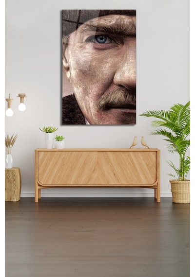 Mustafa Kemal Atatürk Portresi Cam Tablo Evlika, Ev, Ofis Ve Okul Duvar Dekoru, Hediyelik, Büyük Tablo