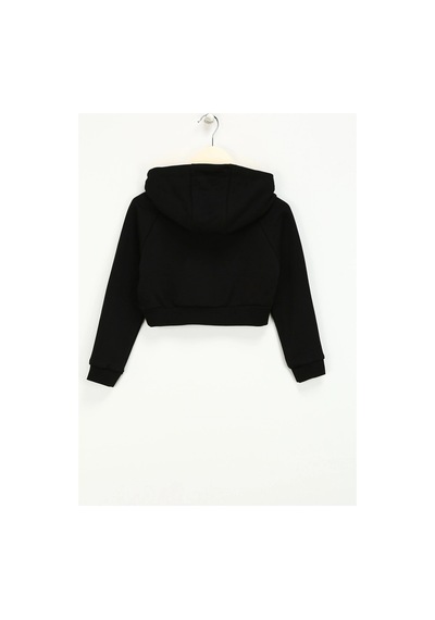 Haribo Siyah Kız Çocuk Kapüşonlu Cropped Fit İşlemeli Sweatshirt Hrbtxt311 Siyah