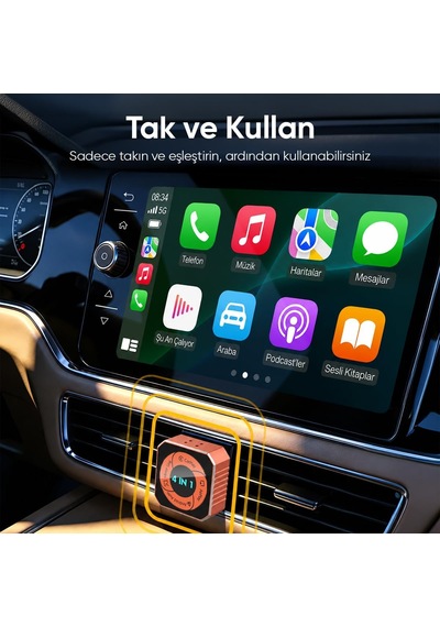 Sl-car02 4in1 Android Ve Apple Cihazlar Airplay Ve Mirrorlink Kablosuz Android Auto Ve Carplay