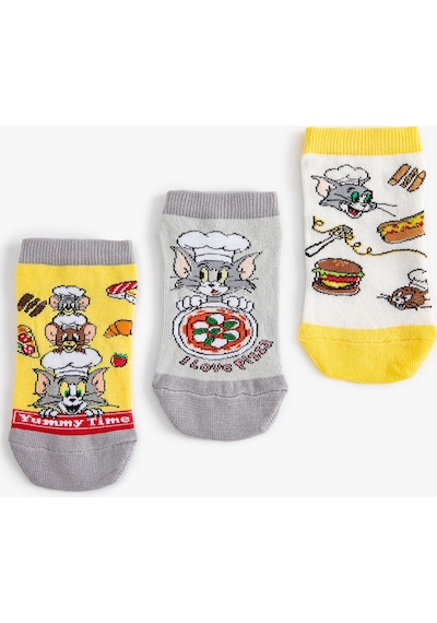 Koton 3'lü Tom Ve Jerry Baskılı Çorap Seti Lisanslı Multıcolor 4skb80086aa Mavi