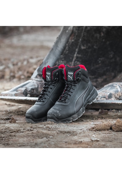 Puma Safety Condor Mid Siyah Çelik Burunlu Nubuk Deri İş Ayakkabısı S3 Src Esd Siyah