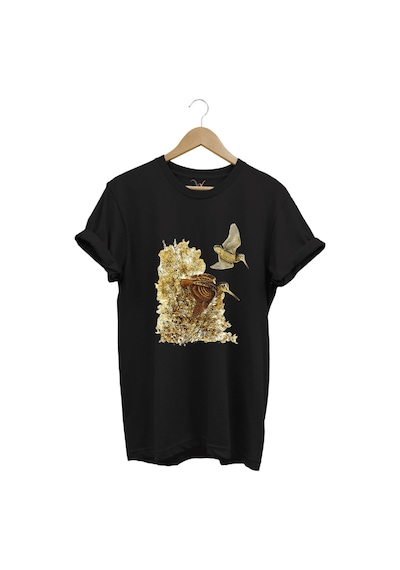 Hunter Avcılık Çulluk Avcılığı Vahşi Yaşam Baskılı Regular Fit %100 Pamuk Siyah T-shirt Siyah