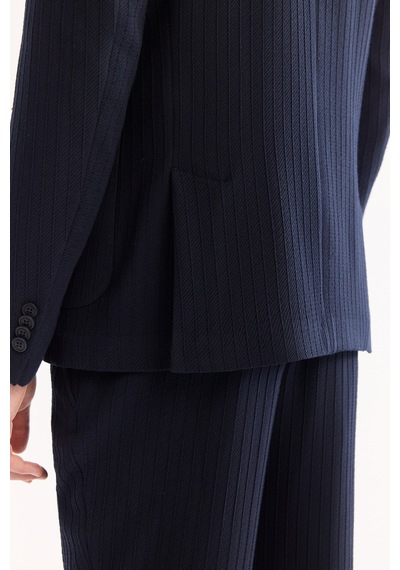 Avva Erkek Lacivert Mono Yaka Bi-stretch Hafif Çizgili Blazer Comfort Slim Fit Ceket A52y4004 Avva Erkek Lacivert Mono Yaka Bi-stretch Hafif Çizgili Blazer Comfort Slim Fit Ceket A52y4004