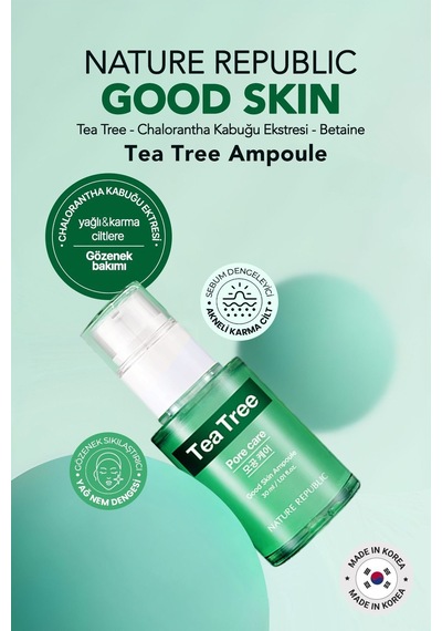 Nature Republic Akneli ve Gözenekli Ciltler İçin Serum Nature Republic Good Skin Tea Tree Ampoule