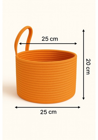 Mavaux Asep Askılı Halat El Dokuma Banyo Sepeti 25x20cm Duvara Asılabilir Çok Amaçlı Düzenleyici Ve Saklama Turuncu
