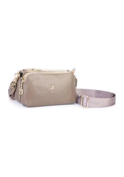 Nas Bag Mini Boy Kadın 3 Gözlü Çapraz Çanta En 18 Cm Boy 11 Cm Vizon Victoria
