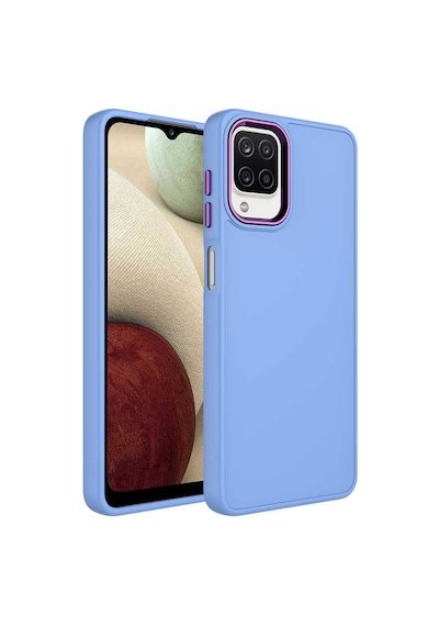 Zore Samsung Galaxy Uyumlu M12 Kılıf Metal Çerçeve Ve Buton Tasarımlı Silikon Omsy Luna Kapak - Pembe