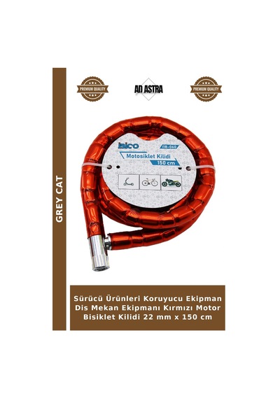 Sürücü Ürünleri Koruyucu Ekipman Dis Mekan Ekipmanı Kırmızı Motor Bisiklet Kilidi 22 Mm X 150 Cm