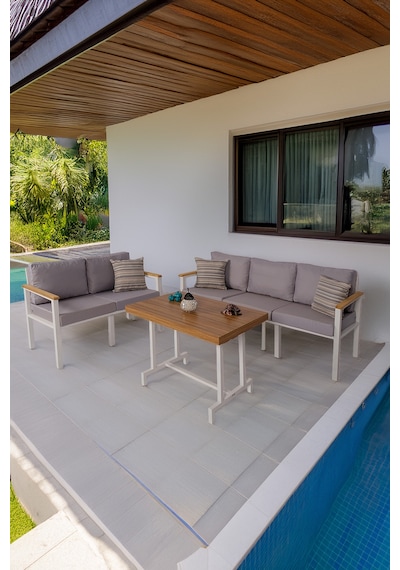 Neokas Bahçe Takımı, Balkon Mobilyası, 2+3+masa, Kafe Koltuğu, Minimalist Tasarım