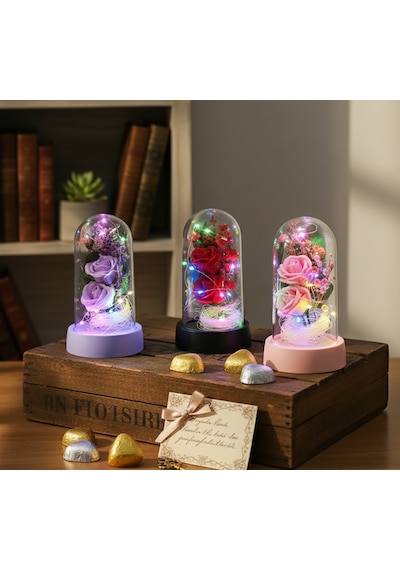 Işıklı Müzikli Romantik Fanus Tekli Gül 19005853