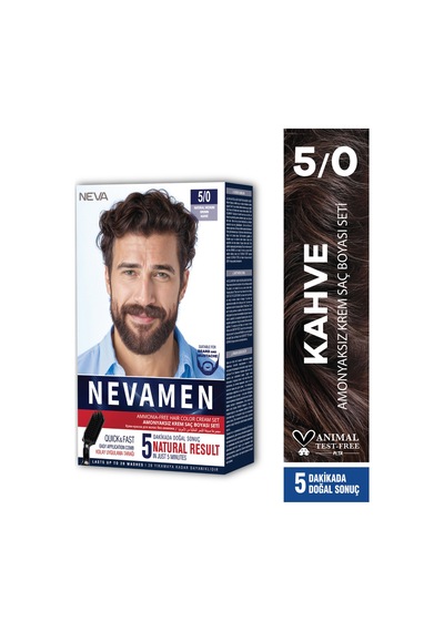 5/0 Natural Medium Brown - Kahve Amonyaksız Krem Saç Boyası Seti