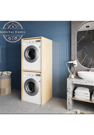 Babil Çamaşır Ve Kurutma Makinesi Dolabı Banyo Dolabı Meşe Meşe
